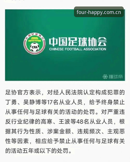 足协第三批禁足名单公布：17人终身禁足，48人遭重罚